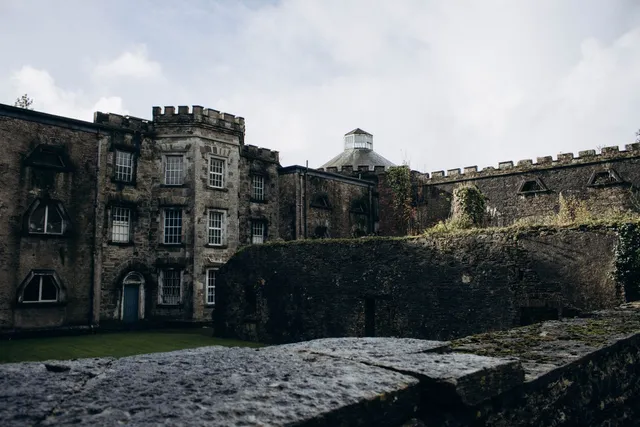 Interior courtyard of an old stone château